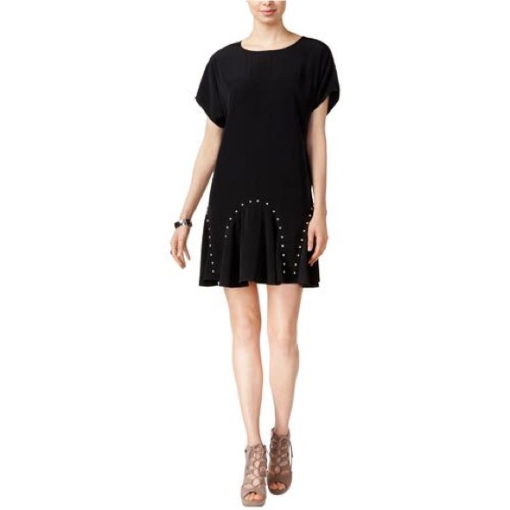Bar III Studded Flounce Hem Fit Flare Dress Sz M